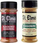 St. Elmo Steak House Seasoning (5.75 OZ) and Blackened Seasoning (5 OZ) Bundle, Flavorful Rub for Steaks, Burgers, Chicken, Seafood, Vegatables and More, World Famous