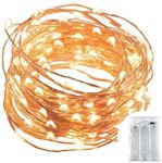 Romwish 12M 120LED Fairy Lights, Battery Operated Warm White String Lights, Copper Wire Firefly Lights for Kids Bedroom Indoor, Birthday, Christmas, Wedding, Party, Tree, Wall Decoration