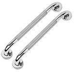 Miluoou 2 PCS Anti Slip Shower Grab Bar Handle, 16 Inch Chrome SUS 304 Stainless Steel Grab Bars of Bathroom Knurled Balance Bar, Safety Hand Rail Support, Handicap Elderly Injury Senior Assist Bath