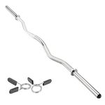 Body Revolution EZ Barbell Bar - 1.2m EZ Weight Lifting Bar for 1 Inch Standard Weights Plates - Barbell for Bench Press, Curls and Bodybuilding Spinlock or Spring Collar (1.2m Spring Collar)