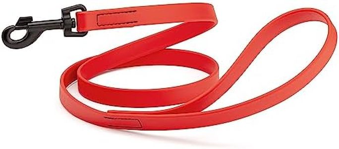 Dogline Biothane Waterproof Dog Leash Strong Coated Nylon Webbing with Black Hardware Odor-Proof Easy to Clean High Performance for Small or Large Dogs Made in USA 4 or 6 ft Lead, Cherry Red