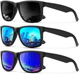 KALIYADI Polarized Sunglasses Men Women UV Protection Retro Sun Glasses 3 Packs (Black & Ice Blue & Drak Blue)