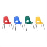 Factory Direct Partners 14004-AS 12" School Stack Chair, Stacking Student Seat with Chromed Steel Legs and Nylon Swivel Glides for in-Home Learning or Classroom - Assorted (4-Pack)