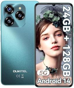OUKITEL C50 Android 14 Téléphone Portable (2024) - 6,8"HD+/90Hz Smartphones Pas Cher 5G, 24GO+128GO/1TO, Batterie 5150mAh, 50MP Camera, Double SIM 5G Smartphone Debloqué Face ID/Fingerprint/GPS - Vert