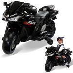 Wembley R3 Electric Bike for Kids Battery Operated Ride on Toy Mini Baby Bike for Kids 2+ Years Boys & Girls with Foot Accelerator Bluetooth Music & Light - Black