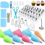 Cake Decorating Kit 72 Pieces, Cake Decorating Kit with 42 Stainless Steel Nozzles, 9 Cake Bags, 4 Couplers, 3 Cake Scrapers, Brush, Flower Nail, Flower Lifter and Flower Scissors, Piping Tips(72 pcs)