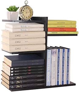 YCOCO Desktop Shelf Bookshelf,Wood Countertop Bookcase Storage Display Rack,Office Supplies Desk Organizer,Desk Organizer Literature Photo Display Rack,Black