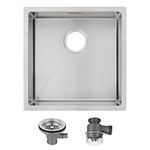 Whistler Kitchen Sink One/Single Deep Bowl Stainless Steel Square Sink with Whole Set Strainer Waste kit- for Both undermount and flushmount Installation - Satin Finish (440 * 440 * 185mm)