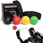 DMX INTL Premium Quality Boxing Reflex Ball Set 1 Adjustable Headband with 4 Difficulty Level React Reflex Balls Great for Punching Speed Fight Skill Exercise, MMA, Hand Eye Coordination Training