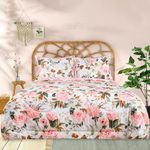 DILIMI Twin Comforter Set for Girls, Reversible Pink Floral Comforter Twin Size Bed, 5 Pieces Ultra Soft Twin Bedding Sets with Comforter, Flat Sheet, Fitted Sheet, 2 Pillowcase