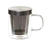 EZ Life Glass Mug with Steel Infuser & Lid - Borosilicate Glass - Transparent - 350ml (Pack of 1)