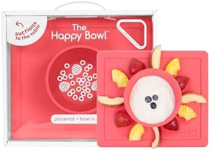 ezpz Happy Bowl - 24 Months + (Coral) - 100% Silicone Suction Bowl with Built-in Placemat – Dishwasher Safe