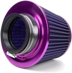 Universal Clamp-On Air Intake Filter, High Performance, Washable Filter, Replacement Air Filter, Flange Diameter 2.5inch/64mm (Purple)