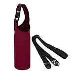 PATIKIL 67mmx185mm Water Bottle Sling Bag, 1 Pack Neoprene Portable Insulated Bottle Holder Carrier with Removable Adjustable Shoulder Strap, Wine Red