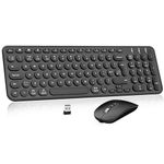 Wireless Keyboard Mouse Set, Rechargeable Quiet Design, Bluetooth & 2.4G Wireless Dual Connection, Easy Setup, QWERTY UK Layout, Computer Keyboard Mouse Combo for Windows PC Laptop Desktop - Black