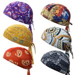 Dew Rag Skull Caps for Men, Cycling Sweat Wicking Doo Rags Head Wrap, Motorcycle Helmet Liner Bandana Do Rags, Paisley Skull Cap 6 Pack, One size