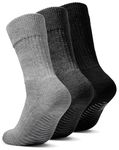 Gripjoy Diabetic Grip Socks - Three Pairs of Slipper Socks with Grippers for Men and Women - Non-skid - Hospital Footies - Slip-resistant Footwear - Gifts for Nursing Home Patients (Grey) 3Pk