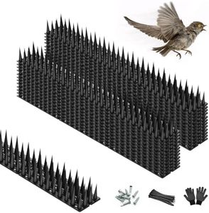 Bird Spikes, 40 Pack, 55.9 FT Total Coverage, Outdoor Bird Deterrent for Pigeons and Small Birds, Helps Keep Cats and Squirrels Away, Plastic Spikes for Fences, Railings and Roofs, Black