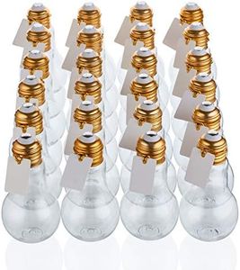 Plastic Light Bulb Jars Gold - 24pc Case - 100ml Clear - with Labels and String - Fillable with Candy, Ideal for Crafts