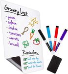 Magnetic Dry Erase Whiteboard Sheet for Kitchen Fridge: with Stain Resistant Technology - 12x8" - Includes 4 Markers and Big Eraser with Magnets - Refrigerator Grocery List White Board Organizer