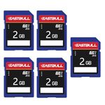 EASTBULL 5-Pack of SD Card 2GB Class 6 SD Card U1 V30 SDHC Memory Card 5-Pack for Camera, Full HD Video, with 5 Mini Cases (2 GB, 5 Pack)