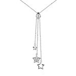 Ornate Jewels 925 Silver AAA Grade American Diamond Triple Star 18 Inch Chain Necklace for Women and Girls Anniversary Wedding Gifts