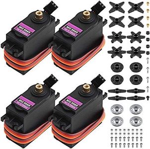 REES5 360° MG996R Servo Motor Metal Gear Servo High Torque Digital Servo with Arm Horn | 360 Degree Servo Motor Robot Servo for Futaba Hitec Sanwa GWS JR RC Helicopter Car Boat Robot - Pack of 4