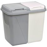 URBNLIVING 60L Double Kitchen Recycling Laundry Duo Bin Garbage Under Cabinet Trash Can (60L-Grey and White)