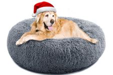 YOJOGEE Calming Donut Dog Bed for Large Medium Dogs, Fluffy Anti Anxiety XXl Dog Beds Extra Large Washable Puppy Bed Non-Slip Plush Cuddler Warming Round Faux Fur Pet Bed