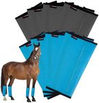 HUAME Horse Fly Boots, Breathable Mesh Protection Set of 8, Comfortable Pony Leggings, Breathable Mesh Design, Equines Supplies for Reduce Stomping, Hoof Damage & Leg Fatigue (Blue-Grey, Large)