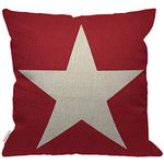 HGOD DESIGNS Red Star Throw Pillow Cover,Abstract USA Star Design on The Red Background Burlap Pillow Cases Decorative for Women Girls Boys Couch Sofa Bedroom Living Room 18x18 Inch