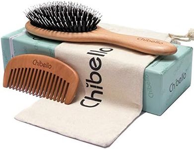 Boar Bristle Hair Brush Set for Thick and Normal Hair. Hand Polished Natural Wood Handle for a Refined Look and Feel. Restore Healthy Shine, Improve Growth, Reduce Breakage