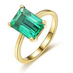 Genuine Columbia Emerald Gemstone Pave Diamond 14ct Yellow Gold Wedding Engagement Fine Band Ring Set for Women