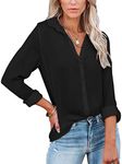 Diosun Womens Button Down V Neck Sh