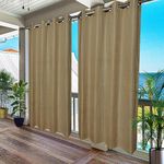 GREEN DECOR HDPE Fabric 85-90% Sun & UV Protection Stainless Steel Eyelet Balcony & Outdoor Curtains Temperature Reducing for Window & Door (Beige Black Color_4.5X8 Feet) Pack of 2 Piece