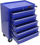 PULLAFUN Tool Chest on Wheels, 5-Drawer Rolling Tool Storage Cabinet,Drawers Rolling Tool Trolley Organizer Tool Case for Garage, Warehouse, Workshop, Repair Shop (Blue)