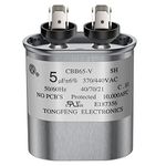 5 MFD uF 370/440 VAC CBB65B Dual Run Round Capacitor, UL Listed Motor Run Capacitor for Condenser Straight Cool or Heat Pump Air Conditioner Parts Replacements