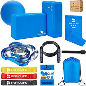 Yoga Blocks,Yoga Set,Yoga Accessories,Yoga Blocks 2 Pack with Strap,1 Mini Yoga Ball,3 Resistance Loop Bands,1 Resistance Band,1 Door Anchor,1 Jump Rope,Gym Bag & Manual for Yoga,Pilates,Stretching