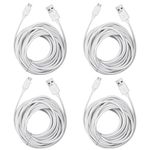 Smays 4-Pack 25ft Security Camera Micro USB Extension Cable Compatible for Wyze Cam Pan, Blink Mini, YI Home Camera, White