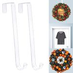 Emopeak 15 Inch Clear Wreath Hangers for Front Door, Non Scratch Over The Door Hooks 2 Pack Wreath-Door-Hanger Sturdy Over The Door Hooks for Easter Halloween Christmas Decoration