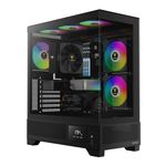 GAMDIAS Mid Tower Gaming Computer Case w/Display& App, ATX Tempered Glass PC Case, Built-in 3X 120mm ARGB PWM Fans, Up to RTX 4000 GPU/VGA 410mm& 360mm AIO/Radiator& 6x120mm Fans& 160mm CPU Cooler