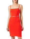 Calvin Klein Women's Cotton Bodycon Above The Knee Dress (J20J219644XA7_RED_XS)