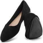 HEAWISH Women’s Black Flats Shoes Comfortable Suede Pointed Toe Slip On Casual Ballet Flats Dress Shoes Nude Flats(Black, US9)