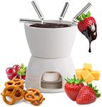 joeji's Kitchen 7 in 1 Chocolate Fondue Set - Complete Cheese Fondue Sets with Fondue Pot Candle & 4 Forks - Non Electric Fondue Set Heated with a Tealight - Dishwasher-Safe Fondue Mug
