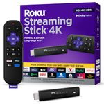Roku Streaming Stick 4K | Portable Roku Streaming Device 4K/HDR/Dolby Vision, Roku Voice Remote, Free & Live TV