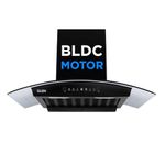 Glen Hood RICA 90 Curved Glass Kitchen Chimney | 1500 m³/hr Suction | BLDC Motor | Filterless Thermal Auto Clean | Touch & Gesture Control |1 Year Comprehensive Warranty & 7 Year on Motor| Black