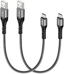 Fasgear USB Type C Cable 1ft, 2 Pack 30cm Short USB C 2.0 Cable High Speed and Fast Charging Data Transfer Cable Compatible for Moto G6,7 Galaxy S23 S22 Note 10 S9 One-Plus 7T 7 pro (Grey)