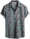 VATPAVE Mens Floral Hawaiian Shirts Short Sleeve Button Down Beach Shirts X-Large Green Casual