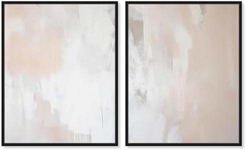Art Remedy Opalescent Hues IV Canvas Set of 2 Minimalist Abstract, Black Frame, 36 x 45