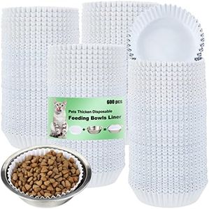 meekoo 600 Pcs Large Pet Disposable Feeding Bowls Liner Bulk Cat Food Bowls Small Paper Bowls Paper Liner for Small Dogs Cats Dish Bowl Wet Food Feeding Station (White)